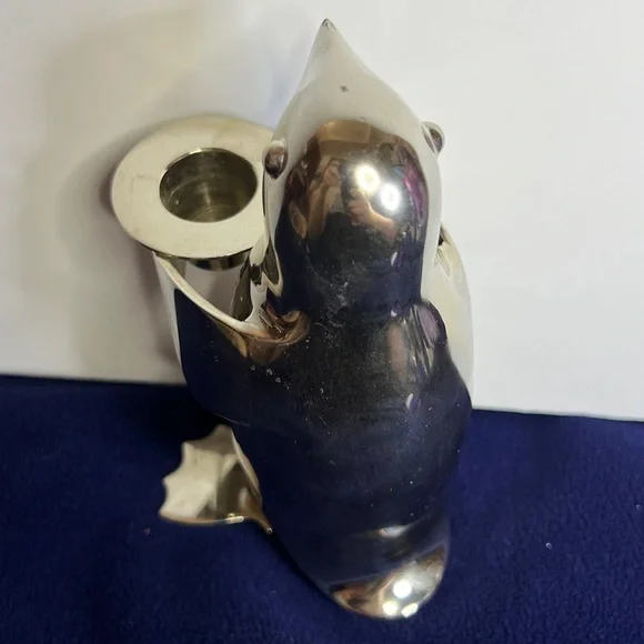 Vintage Restoration Hardware Penguin Candlestick With A Polished Silver Finish - Picture 5 of 10